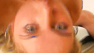 Super hot blonde slut from Germany gets a triple cumshot on her face