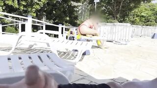 She noticed that I was jerking off and helped me cum right next to the public pool