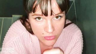 When I'm too horny, I'm begging my milf stepmom for a quick blowjob (Real Homemade) 4K